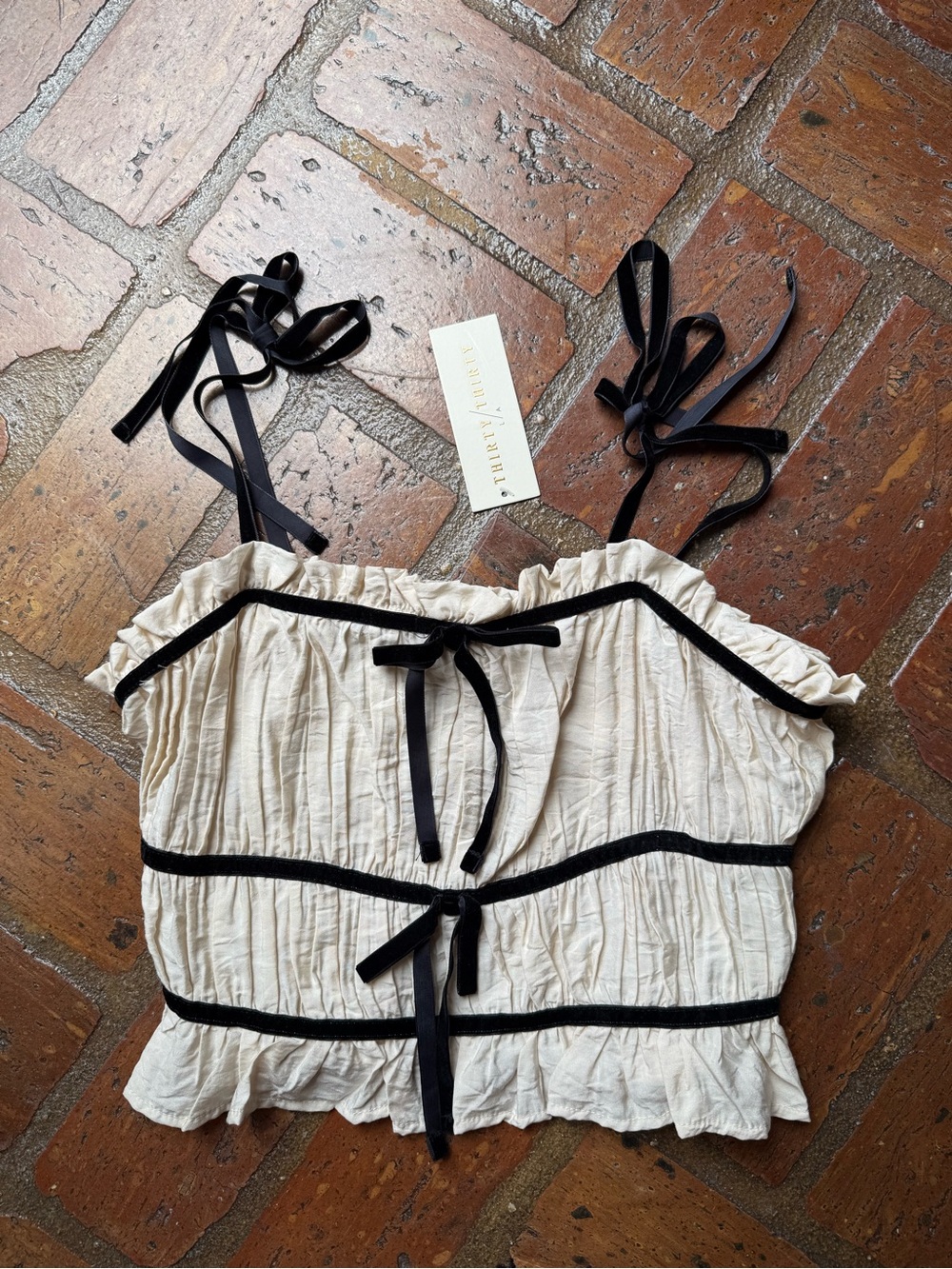 Velvet Ribbon Tie Top